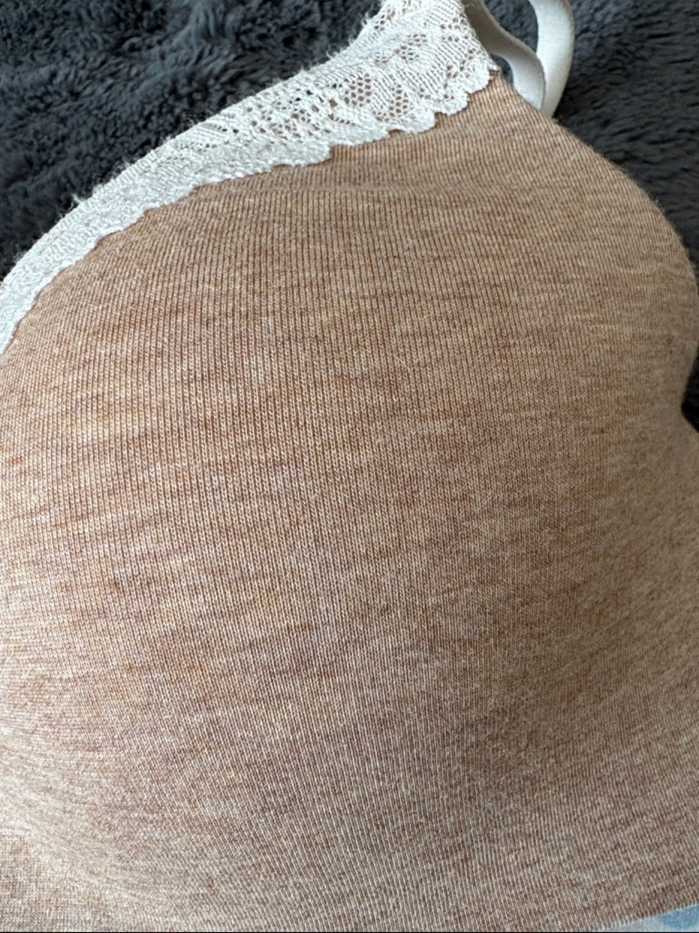 EUC PINK Everyday Lace-Trim Lightly Padded Wireless Bra Light Beige 34C - Picture 8 of 8
